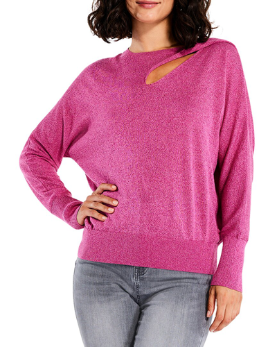 Nic + Zoe Slash Neck Sweater In Pink