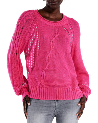 Nic + Zoe Crafted Cables Sweater In Pink Multi