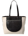 TOD'S TOD’S TASCA CANVAS & CROC-EMBOSSED LEATHER TOTE