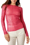 Free People Gold Rush Sequin Top In Hot Pink Combo