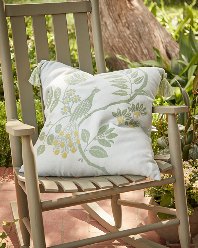 Elaine Smith Plume Tassel Indoor/outdoor Pillow, 22" Square In Green