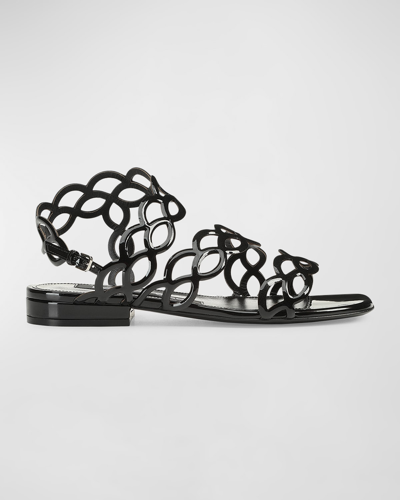 Sergio Rossi Ankle-strap Patent Leather Sandals In Nero