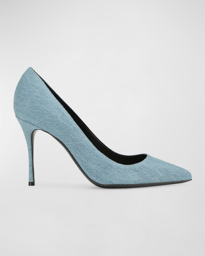 Sergio Rossi Denim Stiletto Pumps In Blue