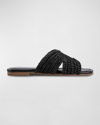 MARC FISHER LTD NARDA WOVEN RAFFIA FLAT SLIDE SANDALS