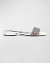 SERGIO ROSSI CRYSTAL AND NAPPA LEATHER SANDALS