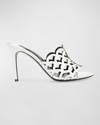 SERGIO ROSSI LEATHER CAGED MULE SANDALS