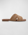 Marc Fisher Ltd Narda Woven Raffia Flat Slide Sandals In Light Natural