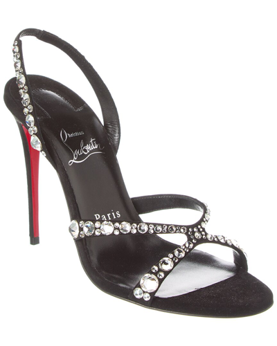 Christian Louboutin Emilie Strass 100 Suede Slingback Sandal In Black