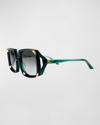 ANNA-KARIN KARLSSON STRAWBERRY MOON GREEN SQUARE ACETATE & GOLD-PLATED STEEL SUNGLASSES