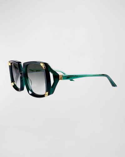 Anna-karin Karlsson Strawberry Moon Green Square Acetate & Gold-plated Steel Sunglasses In Emerald