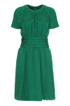 Boutique Moschino Ruched Satin Dress In Green