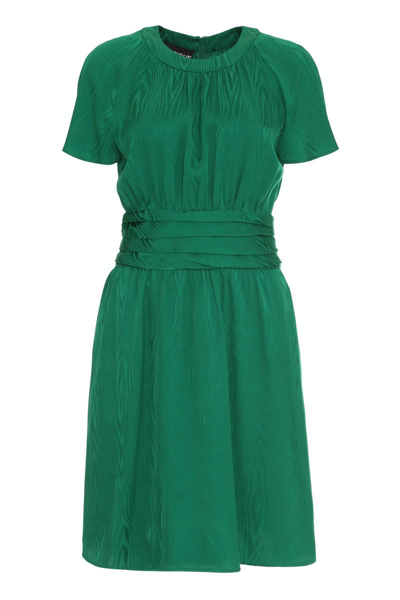 Boutique Moschino Ruched Satin Midi Dress In Green
