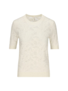 Chloé Short-sleeved Jacquard Silk Blend Sweater In Iconic Milk