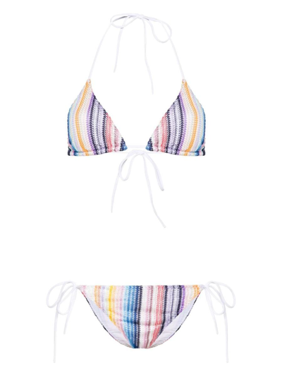 Missoni Striped Triangle Bikini Set In Azul