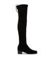 Stuart Weitzman Over The Knee Stretch Suede Boots In Black