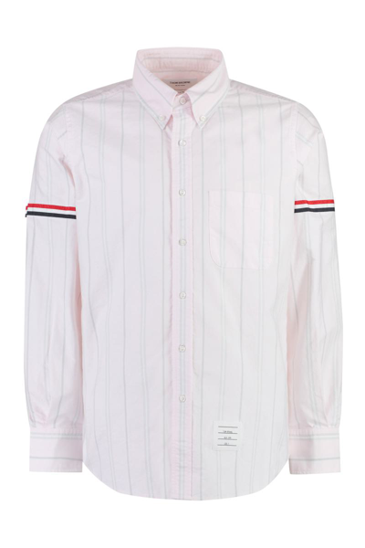 Thom Browne Striped Cotton Shirt In Grey