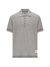 Thom Browne Knitted Cotton Polo Shirt In Gray