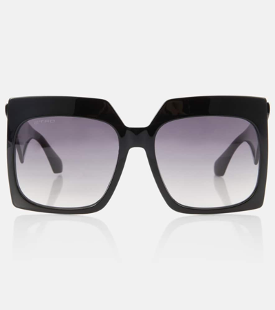 Etro Tailoring Rectangular Sunglasses In Black