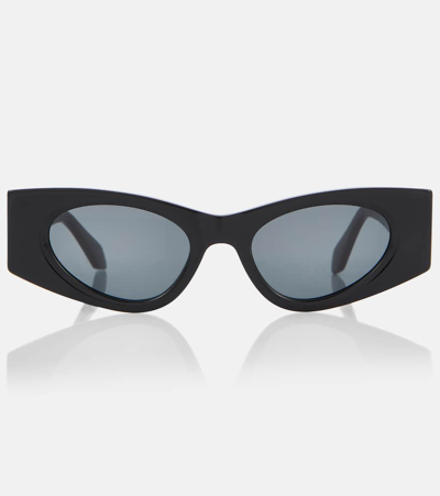 Alaïa Logo Oval Sunglasses In Black
