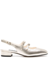Carel Paris Peche Laminated Leather Ballets In Grey