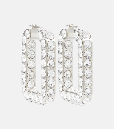 Amina Muaddi Charlotte Embellished Hoop Earrings In Metallic