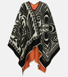 La Doublej Reversible Poncho In Mix Tiles Black