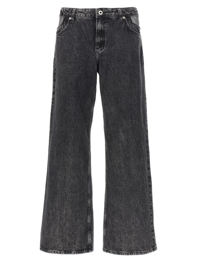 Karl Lagerfeld Rhinestone Detail Jeans In Black