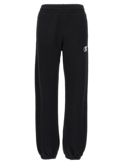 Off-white Logo-flocked Cotton Track Pants In Black