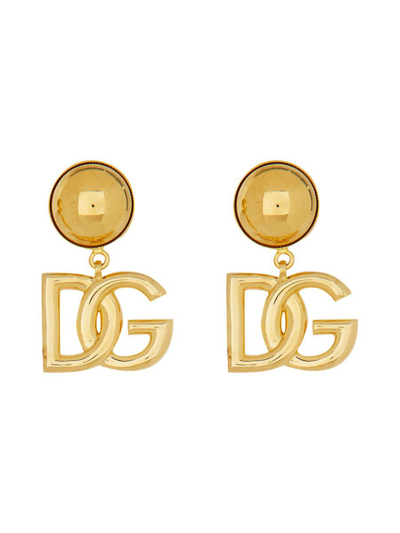Dolce & Gabbana Dg Logo Oversized Clip-on Earrings In Gold