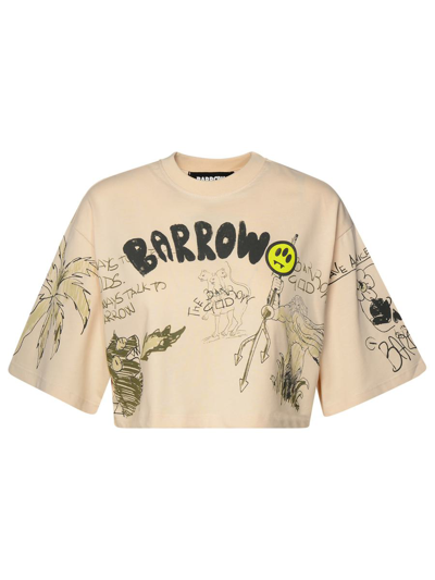 Barrow T-shirt Crop Logo In Avorio