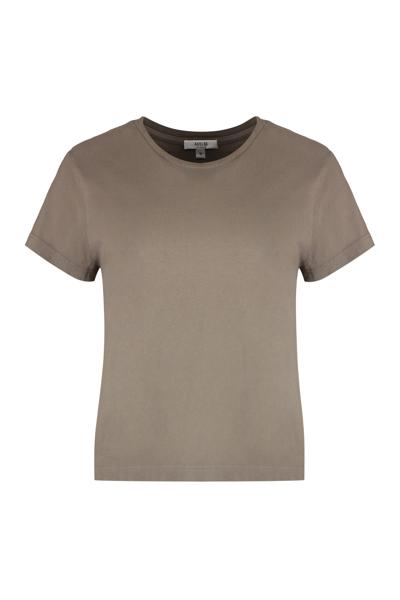 Agolde Cotton Crew-neck T-shirt In Taupe