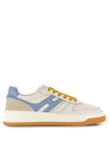 Hogan White Leather Basket Sneakers Light Blue In Fra Multi