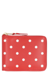 Comme Des Garçons Dot Printed Leather Zip Around Wallet In Red