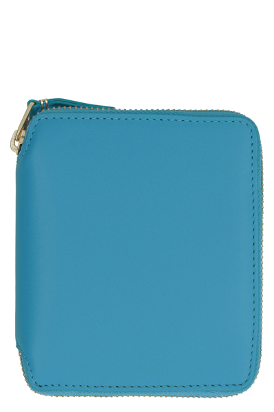 Comme Des Garçons Leather Wallet In Light Blue