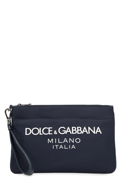 Dolce & Gabbana Nylon Pouch In Blue