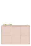 Bottega Veneta Leather Card Holder In Pink
