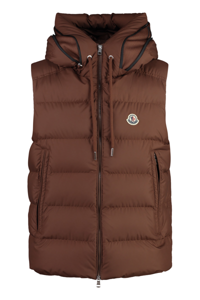 Moncler Cardamine Down Vest In Braun