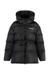 PALM ANGELS HOODED TECHNO FABRIC DOWN JACKET