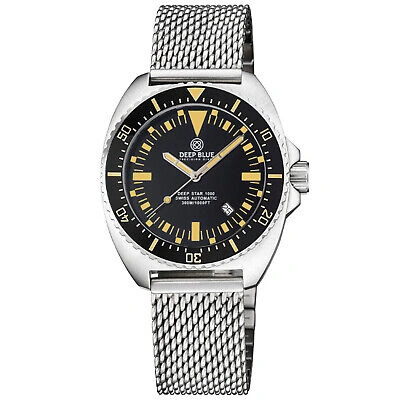 Pre-owned Deep Blue Deep Star 1000 Vintage Swiss Automatic Men's Diver Watch Mesh Bracelet
