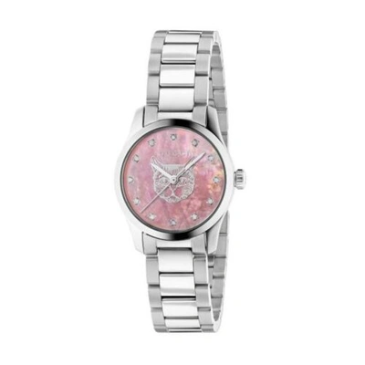 Pre-owned Gucci Ya1265025 Women's G-timeless Pink Mother Of Pearl Dial Quartz Watch