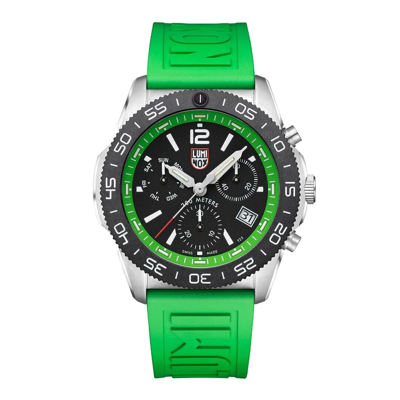 Pre-owned Luminox Pacific Diver Xs.3157.nf Men's Quartz Watch Green Rubber Strap