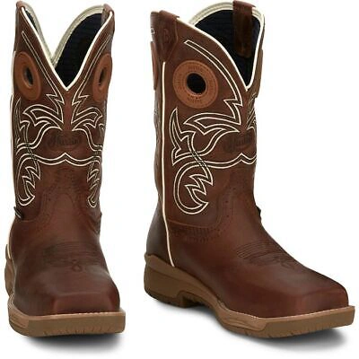 Pre-owned Justin Boots Justin Men's Cr3201 11" Spice Brown Composite Toe Waterproof Eh Work Boots In Spice Brown (brown)
