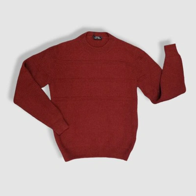 Pre-owned Cesare Attolini $1550  Men's Red Cashmere Rib-knit Crewneck Sweater Size 56