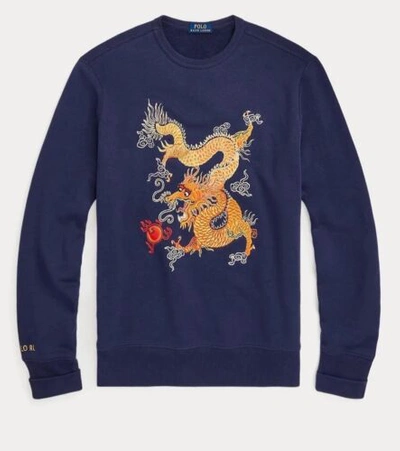 Pre-owned Polo Ralph Lauren Men's Lunar Year Dragon Sweatshirt In Dark Cobalt