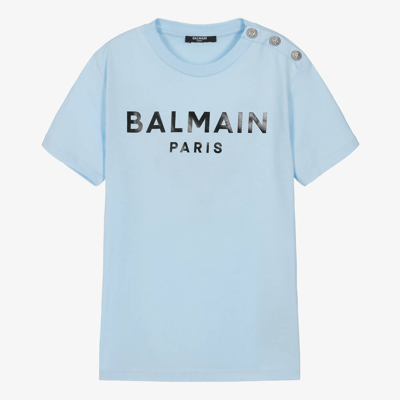 Balmain Paris Cotton T-shirt In Blue