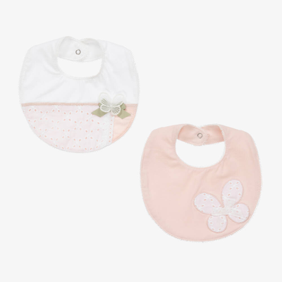 Mayoral Newborn Babies' Girls Pink Broderie Anglaise Bibs (2 Pack)