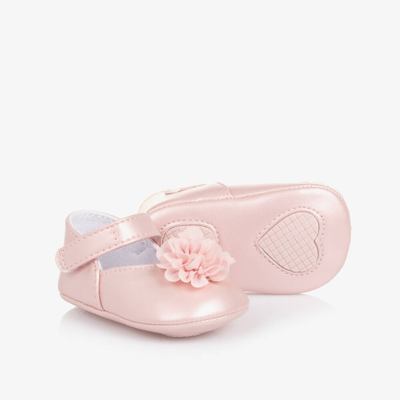 Mayoral Newborn Baby Girls Pink Flower Pre-walker Shoes