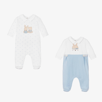 Mayoral Newborn Blue & White Bunny Babygrows (2 Pack)