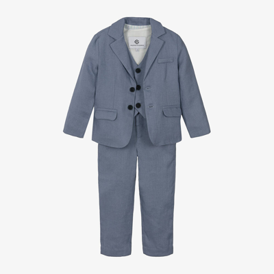 Beatrice & George Kids' Boys Blue Linen Waistcoat Suit