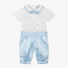 BEATRICE & GEORGE BOYS PALE BLUE SATIN BUSTER SUIT